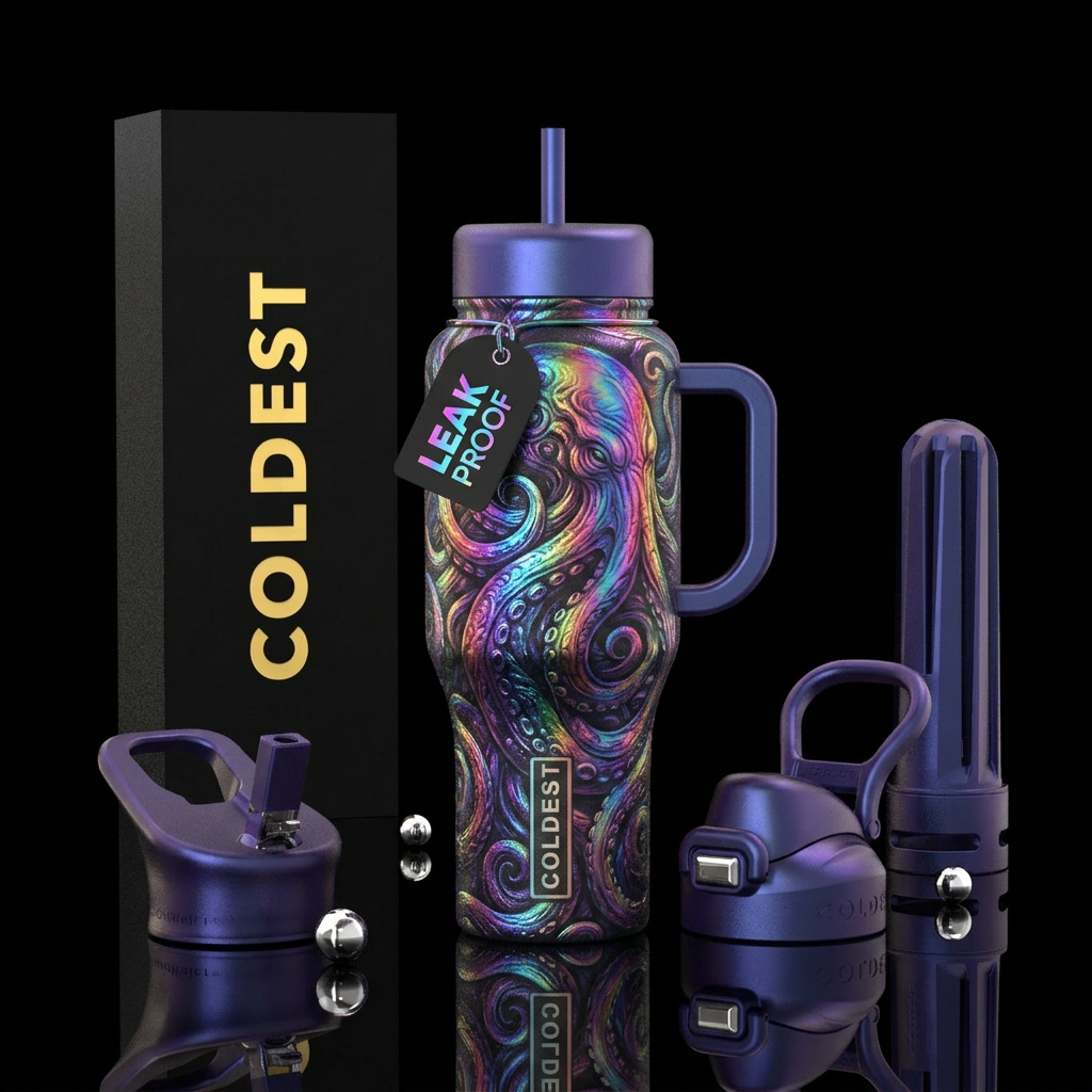 rainbow, lovecraftian, pristine water bottle design
