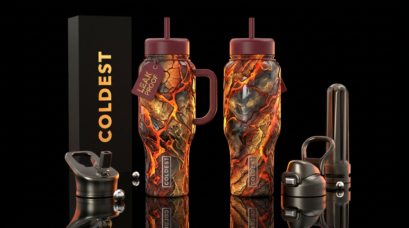 abstract, rugged, artistic, dark mood, stylistic, ... water bottle design