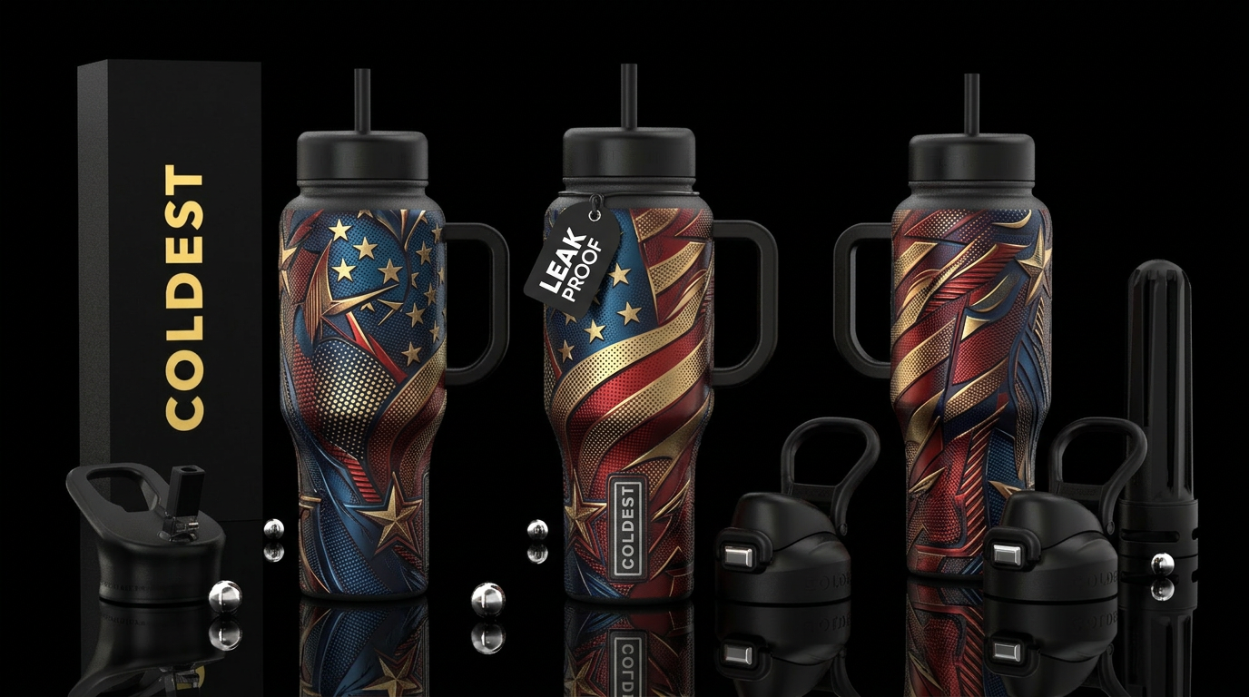 patriotic, halftone, abstract, luxurious, stylisti... water bottle design