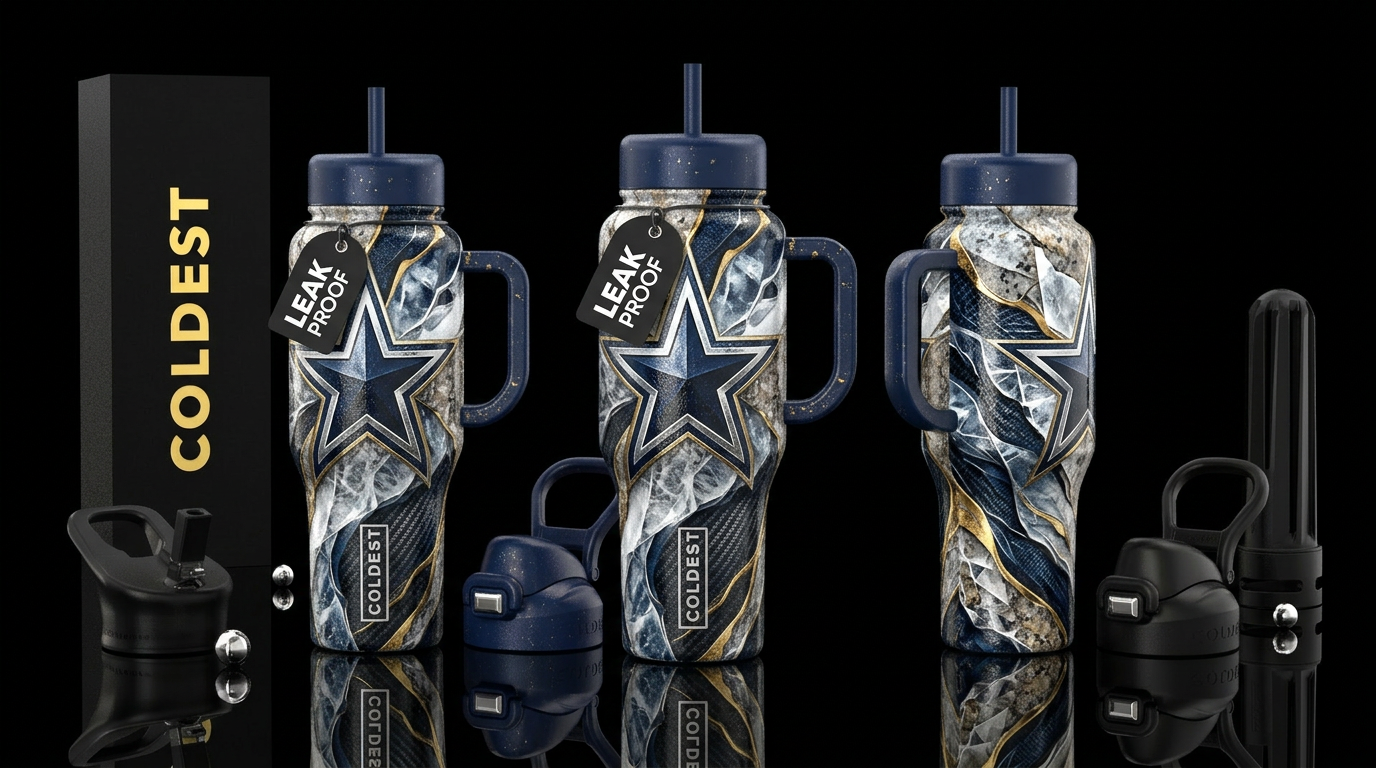 Dallas Cowboys, abstract, luxurious, stylistic, ru... water bottle design