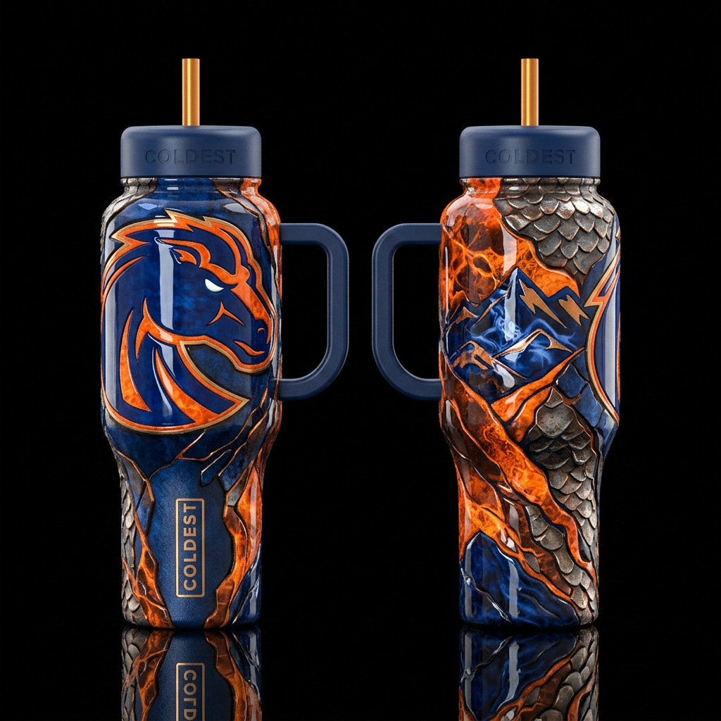Boise State, abstract, luxurious, stylistic, rugge... water bottle design