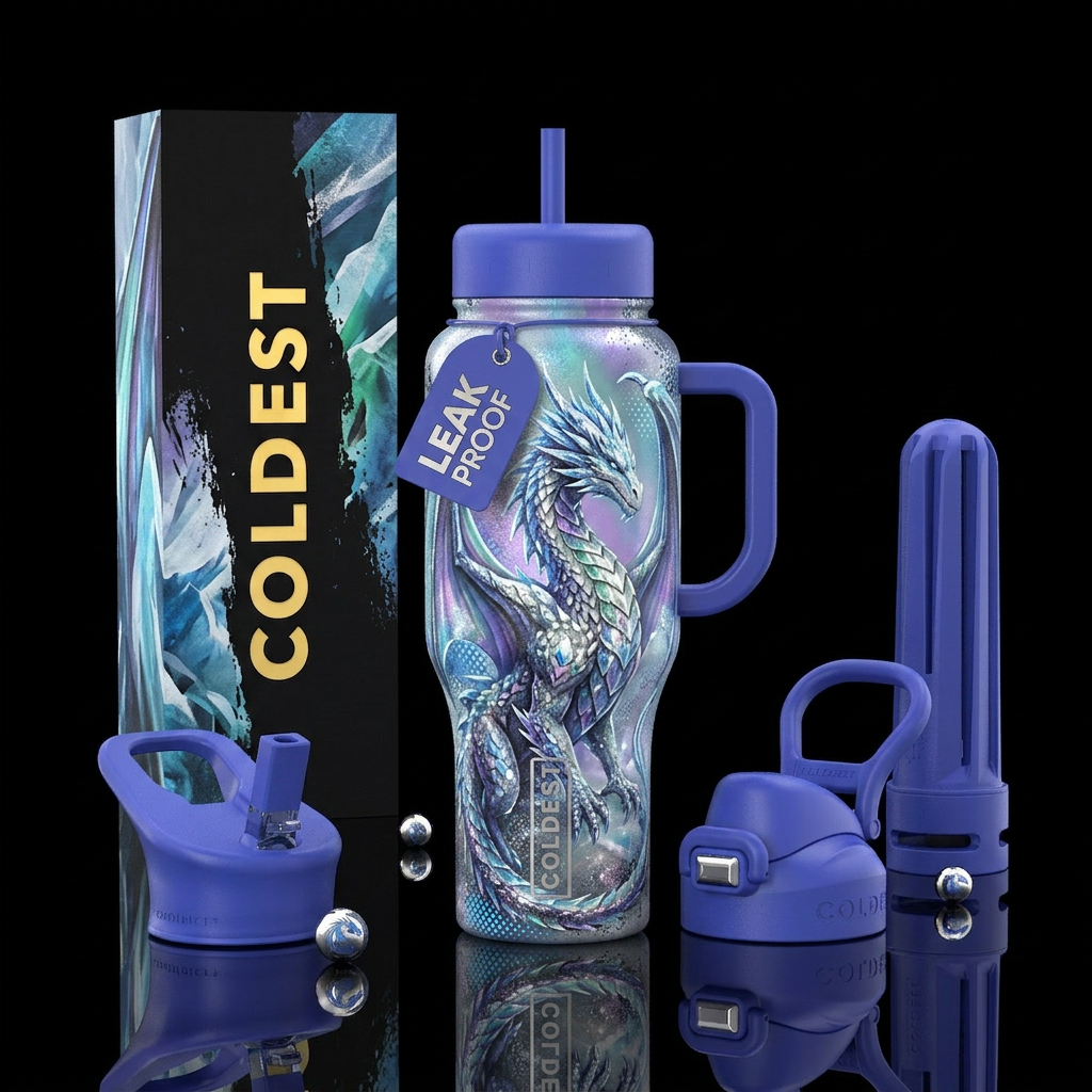 flowing, realism, abstract, edgy, sparkly, half-to... water bottle design