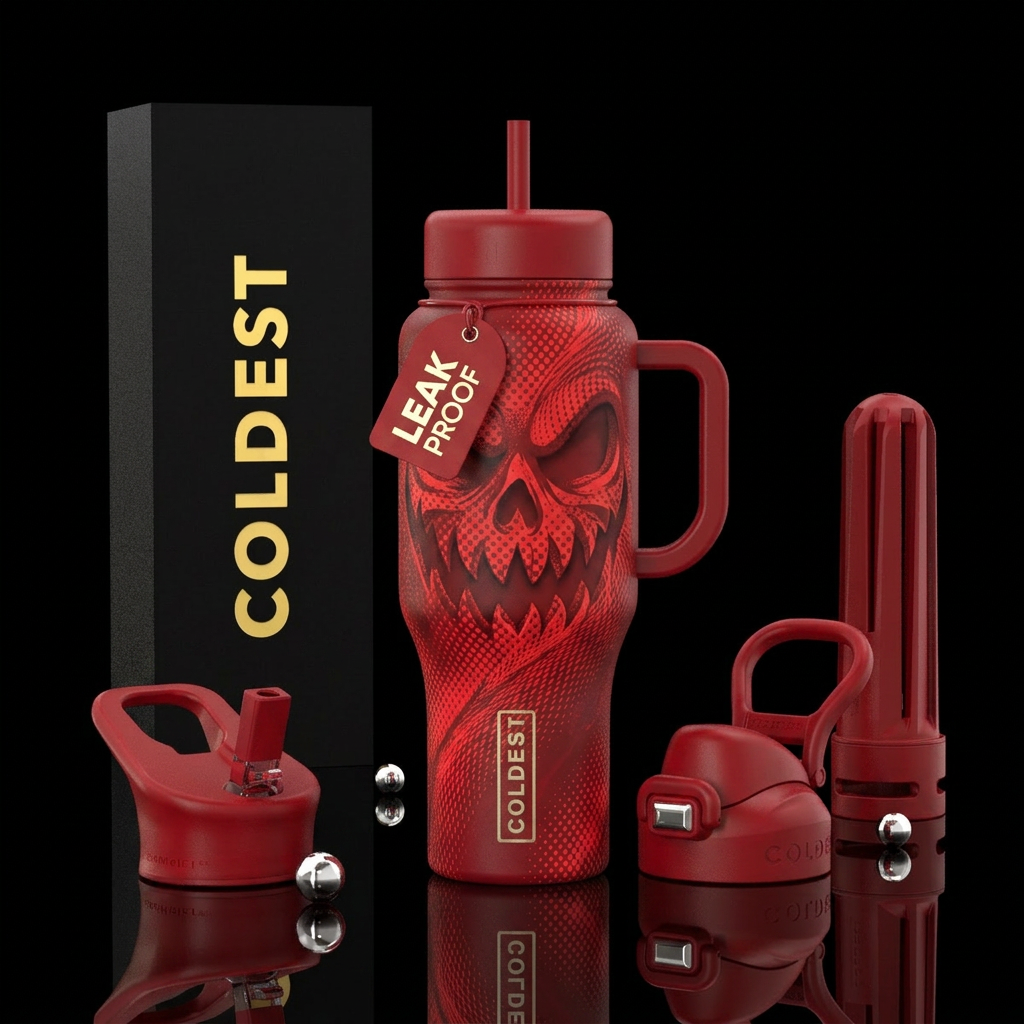 shiny, half-tone, abstract, distressed, flowing, e... water bottle design