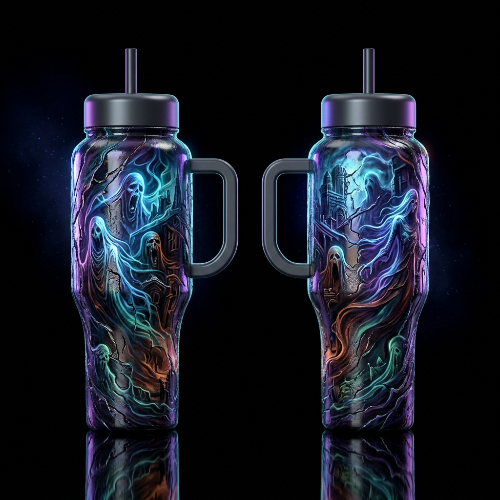 shiny, abstract, distressed, flowing, edgy, stylis... water bottle design