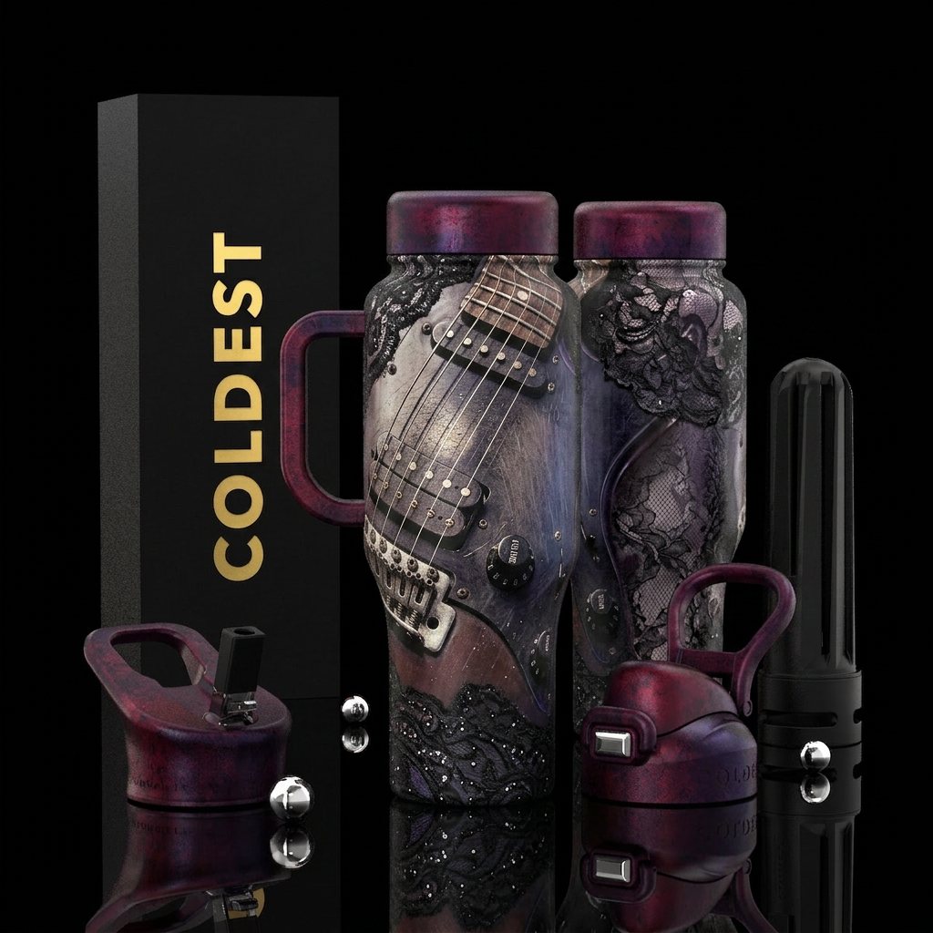 gritty, grunge, edgy, lace, sparkly, gradient, clo... water bottle design