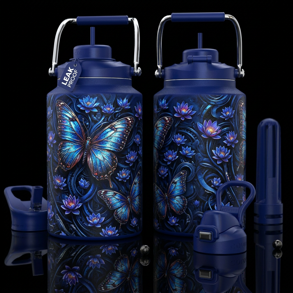 please show both the front and back of the bottle,... water bottle design