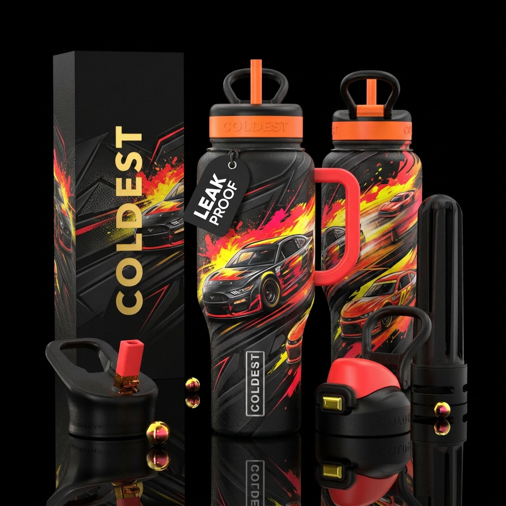 please show both the front and back of the bottle,... water bottle design