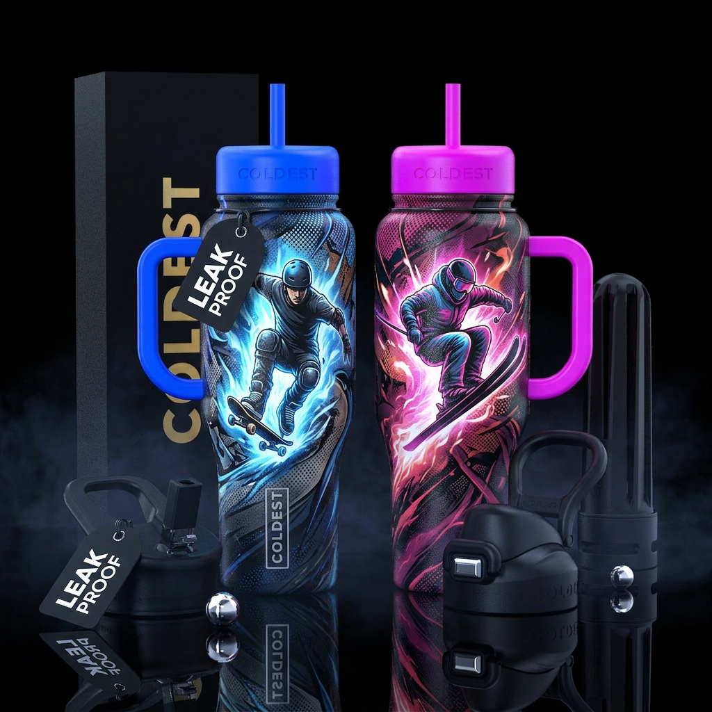 please show both the front and back of the bottle,... water bottle design