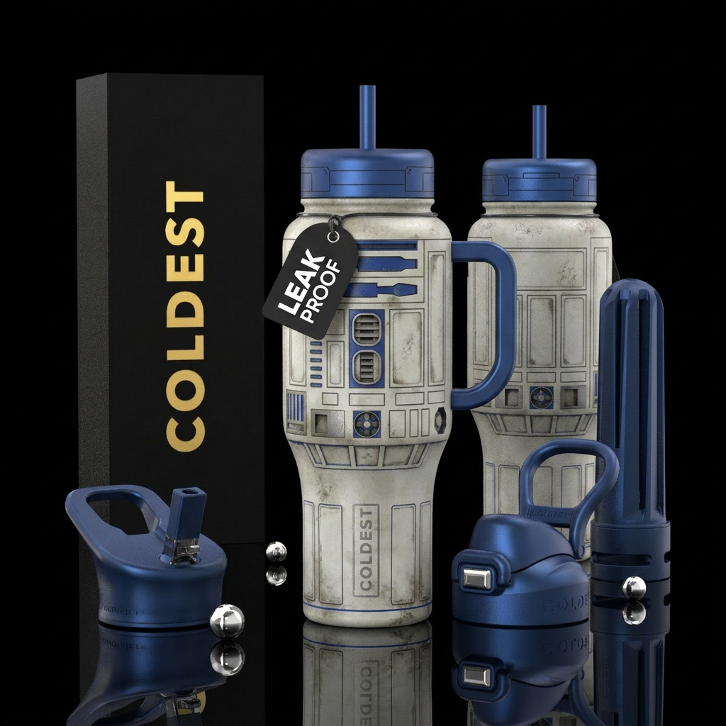 glossy, realism, please show both the front and ba... water bottle design