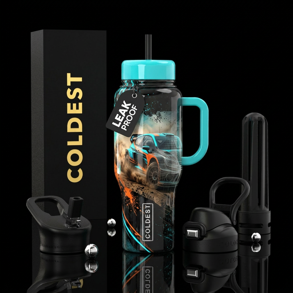 grunge, rally racing, partial wireframe faded into... water bottle design