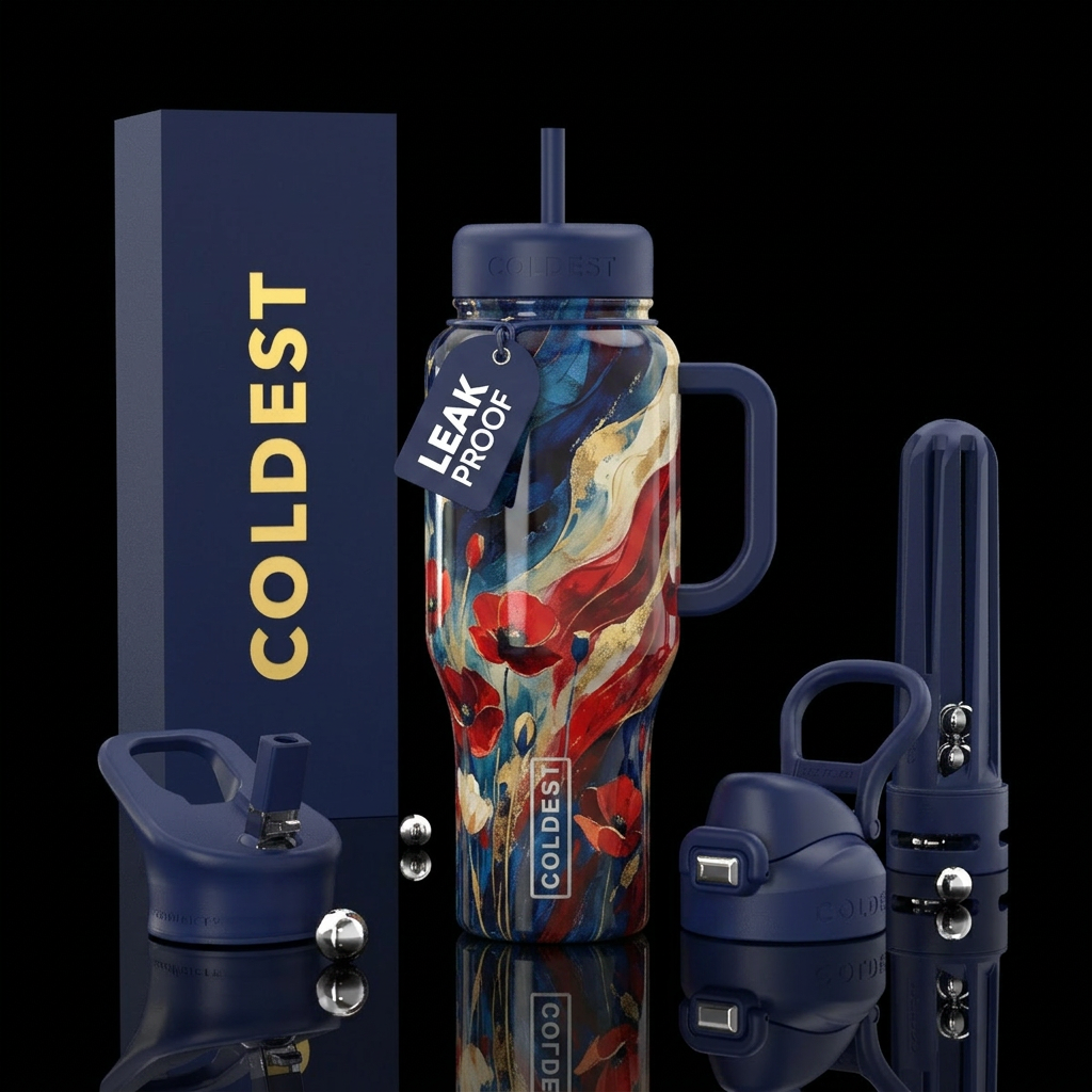 Memorial Day, modern, abstract, stylistic, artisti... water bottle design