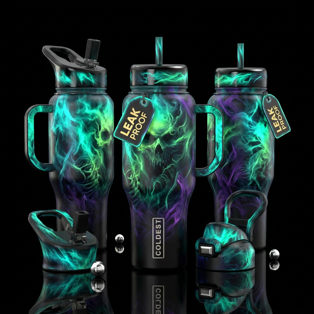 ombre, scary, dark mood, glowie, edgy, glossy, rea... water bottle design