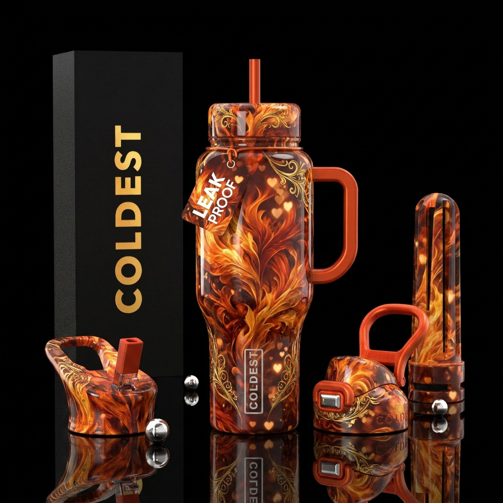 glossy, realism, please show both the front and ba... water bottle design