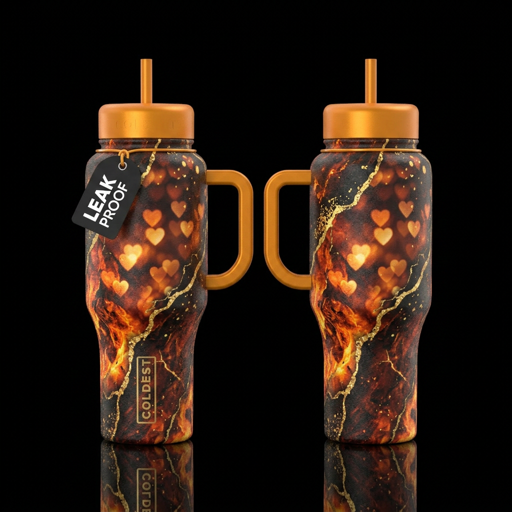 glossy, realism, please show both the front and ba... water bottle design