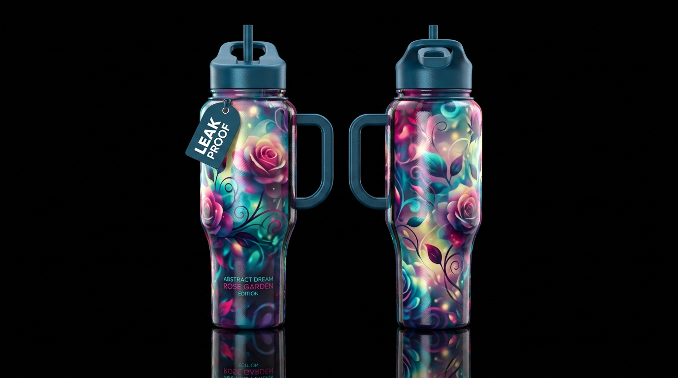 halftone, rose garden, abstract, dreamy, please sh... water bottle design
