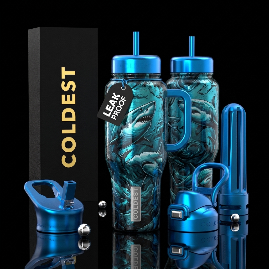 glossy, realism, please show both the front and ba... water bottle design