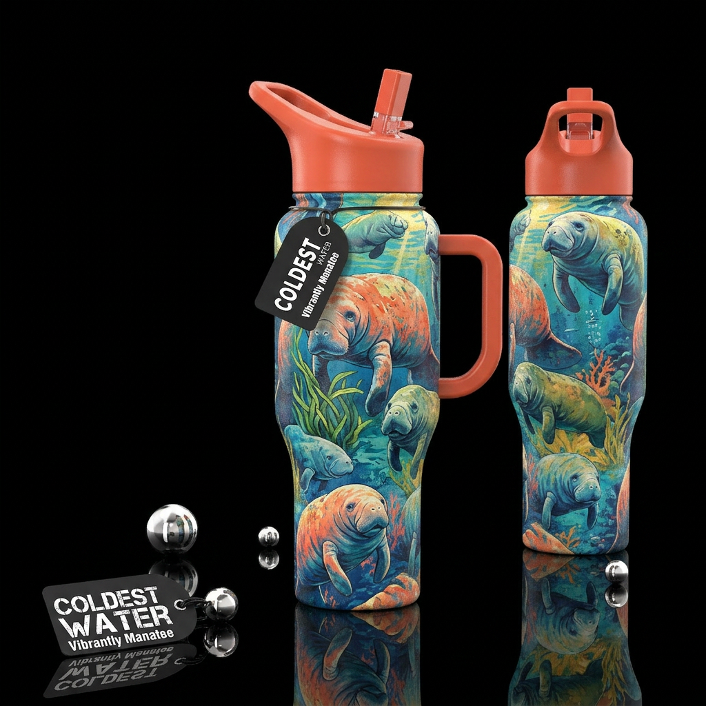 glossy, realism, please show both the front and ba... water bottle design