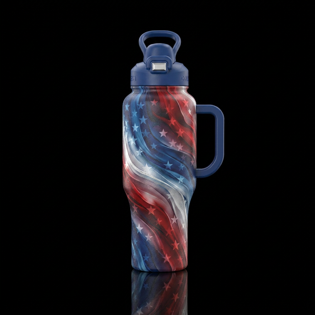 dip dye, modern, patriotic, small partially faded ... water bottle design