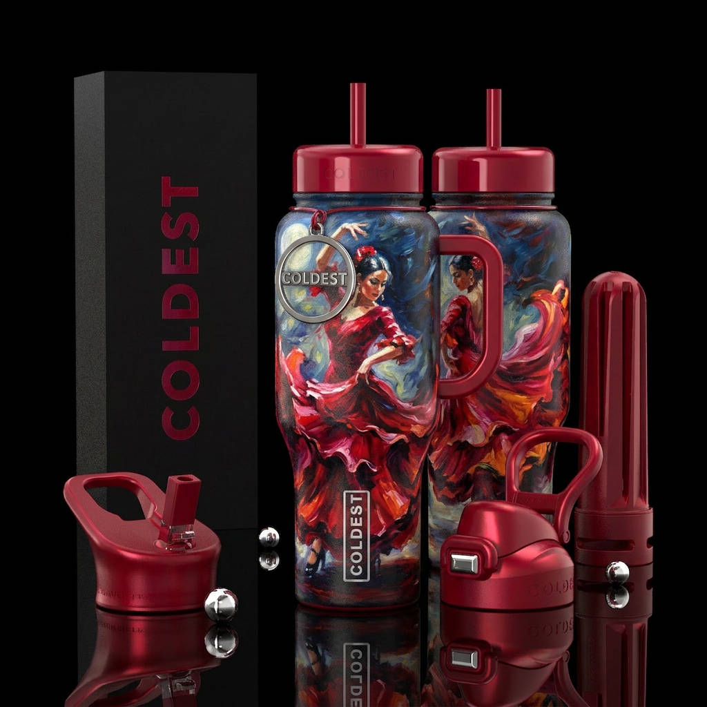 glossy, realism, please show both the front and ba... water bottle design