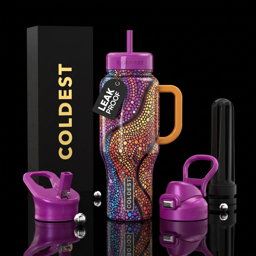 glossy, realism, please show both the front and ba... water bottle design
