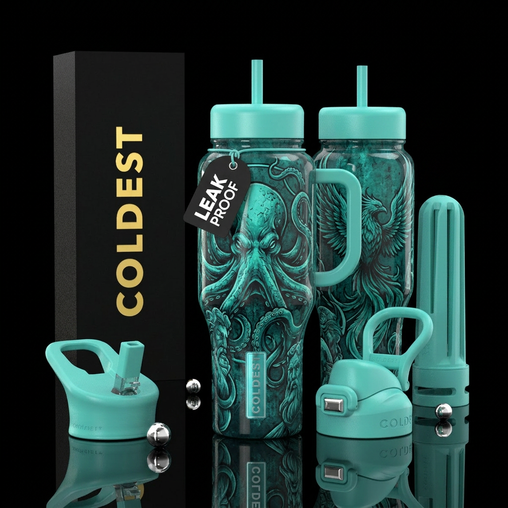 glossy, realism, please show both the front and ba... water bottle design