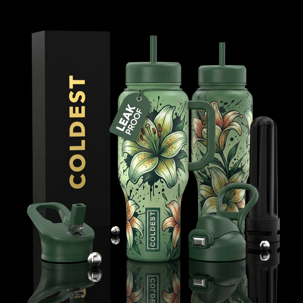 shiny, realism, please show both the front and bac... water bottle design