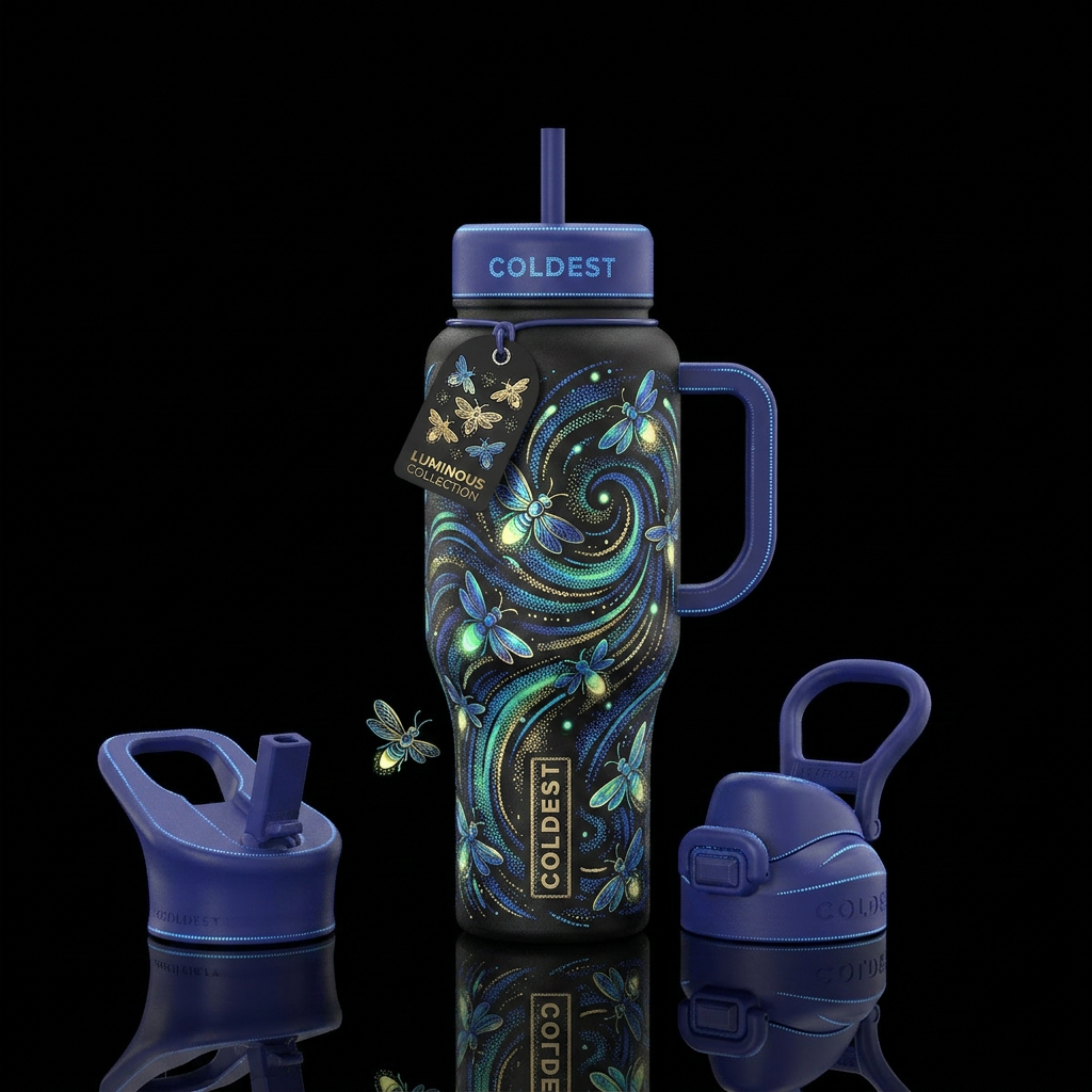 realism, please show both the front and back of th... water bottle design