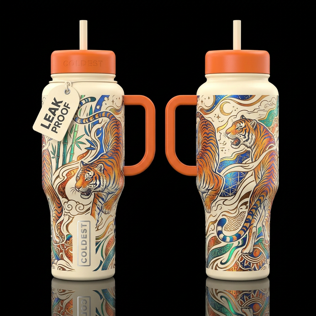 please show both the front and back of the bottle,... water bottle design