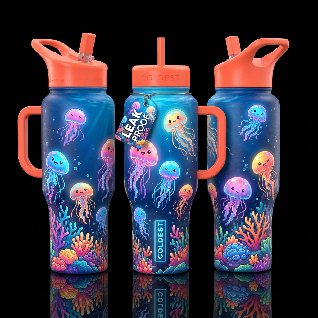 please show both the front and back of the bottle,... water bottle design