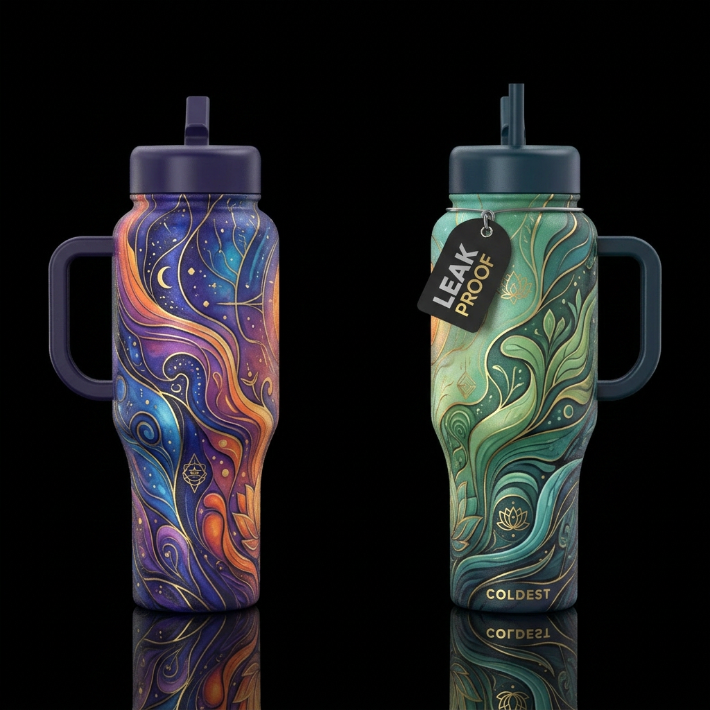 please show both the front and back of the bottle,... water bottle design