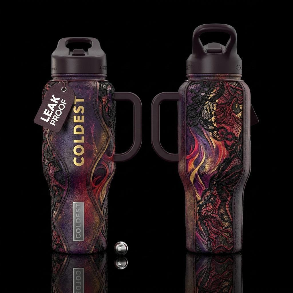 please show both the front and back of the bottle,... water bottle design