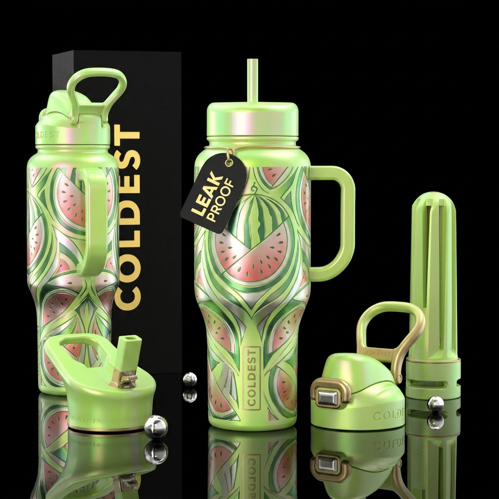 please show both the front and back of the bottle,... water bottle design