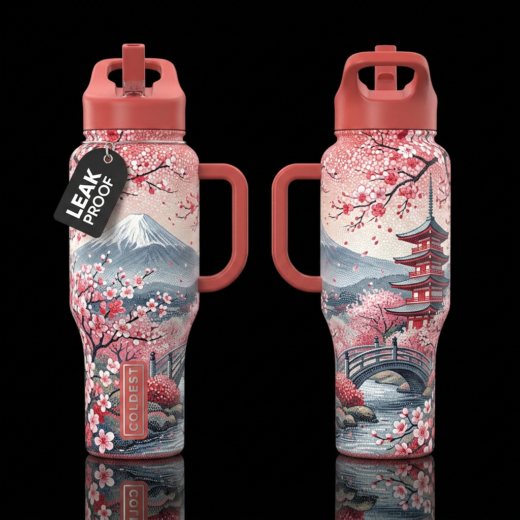 please show both the front and back of the bottle,... water bottle design
