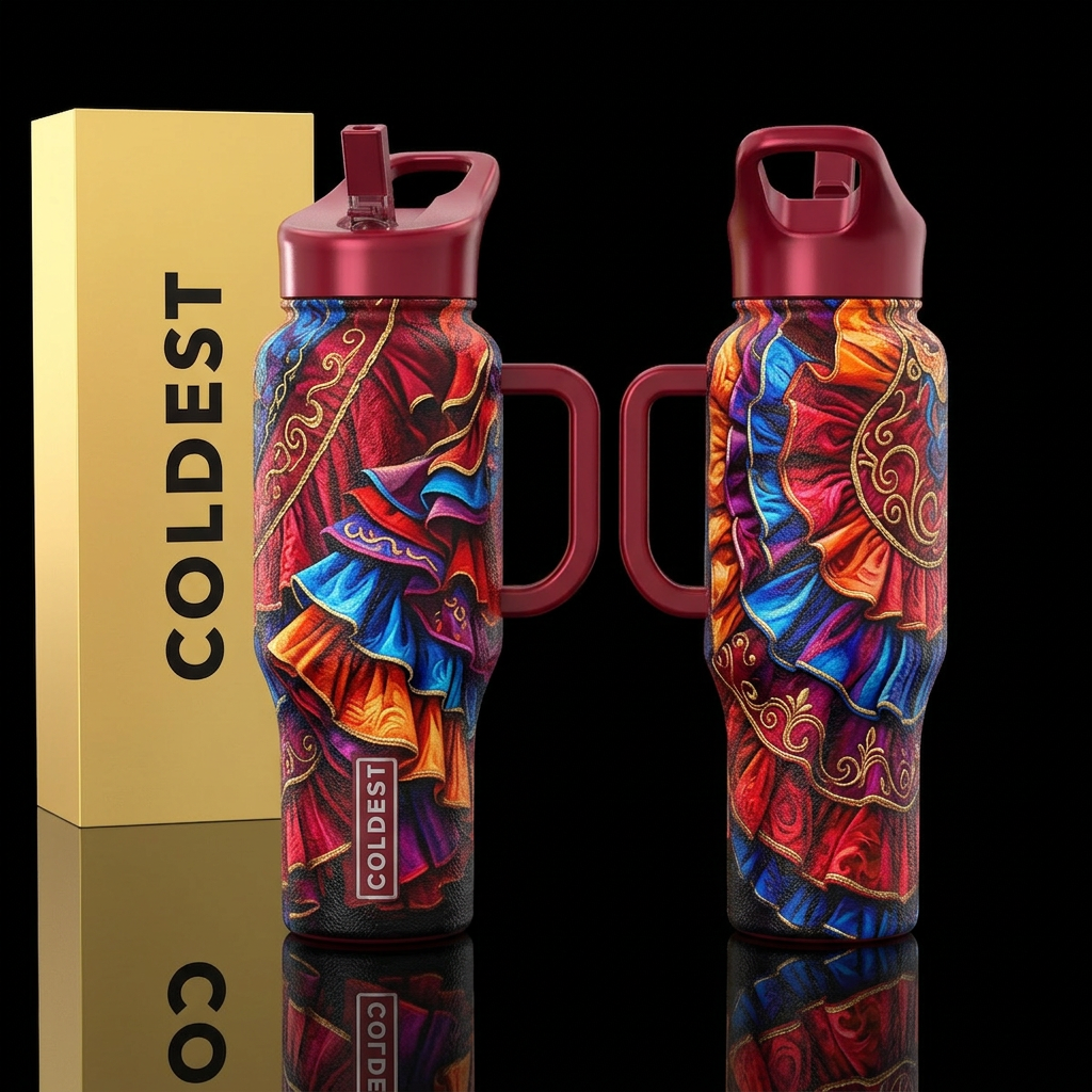 please show both the front and back of the bottle,... water bottle design
