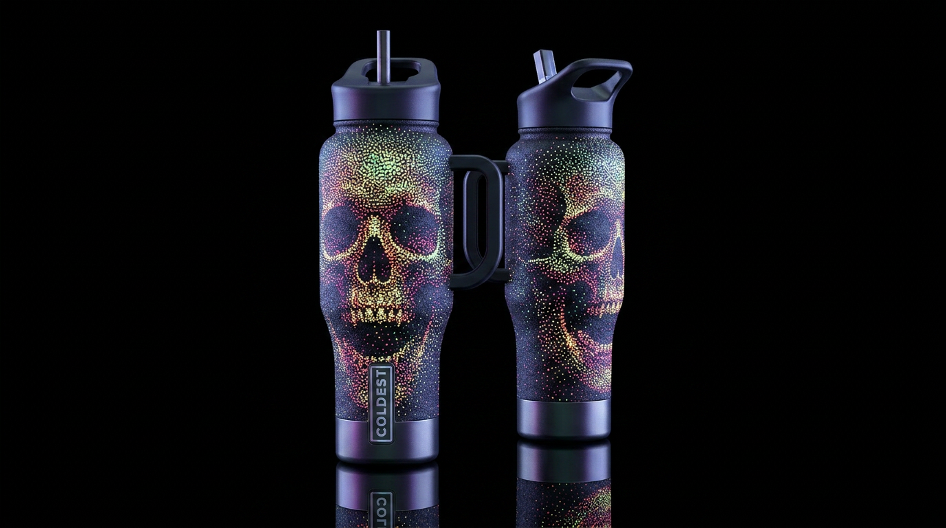 please show both the front and back of the bottle,... water bottle design