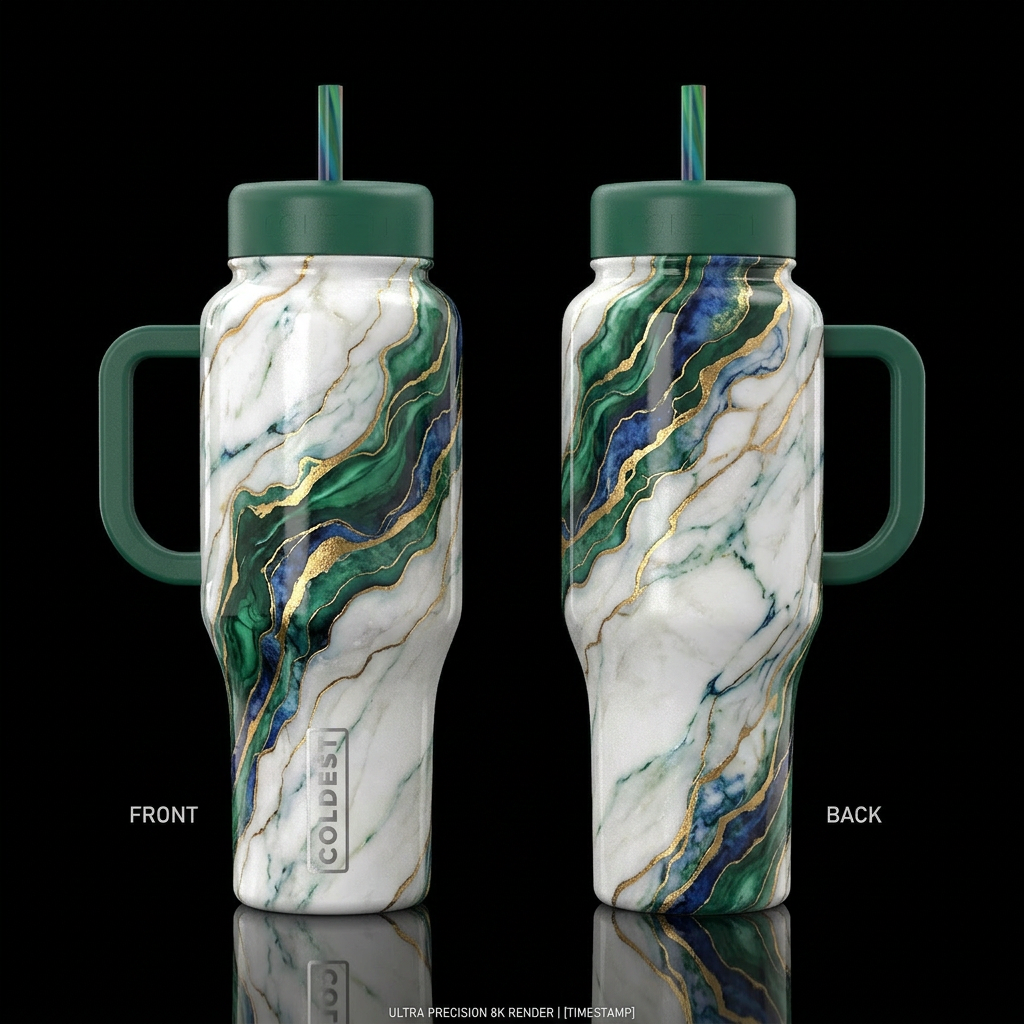 please show both the front and back of the bottle,... water bottle design