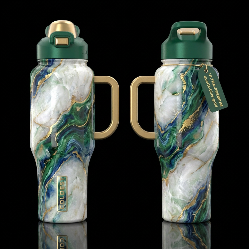 please show both the front and back of the bottle,... water bottle design