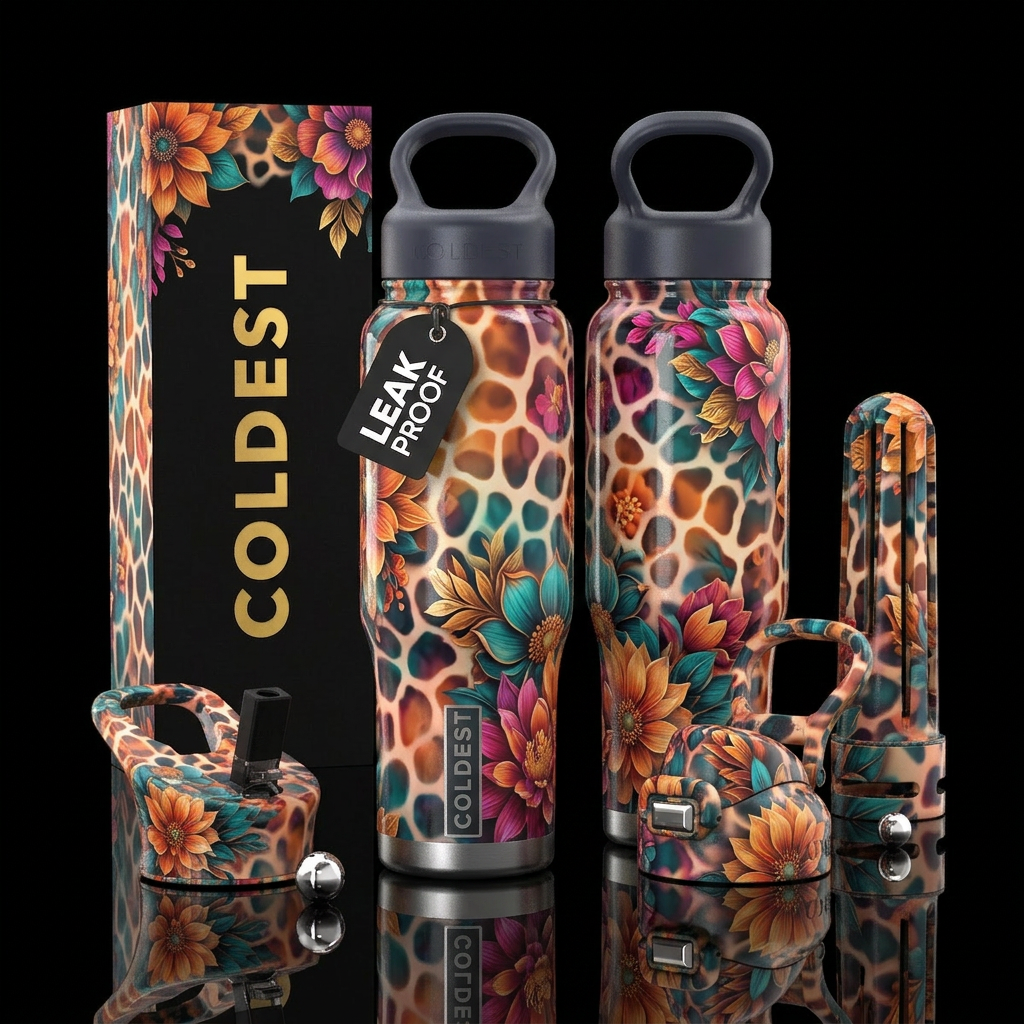 please show both the front and back of the bottle,... water bottle design