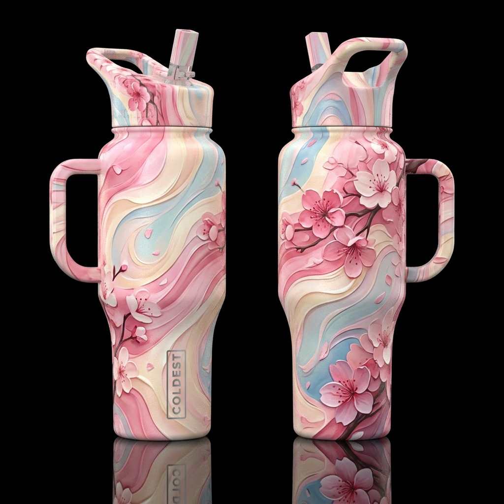 please show both the front and back of the bottle,... water bottle design