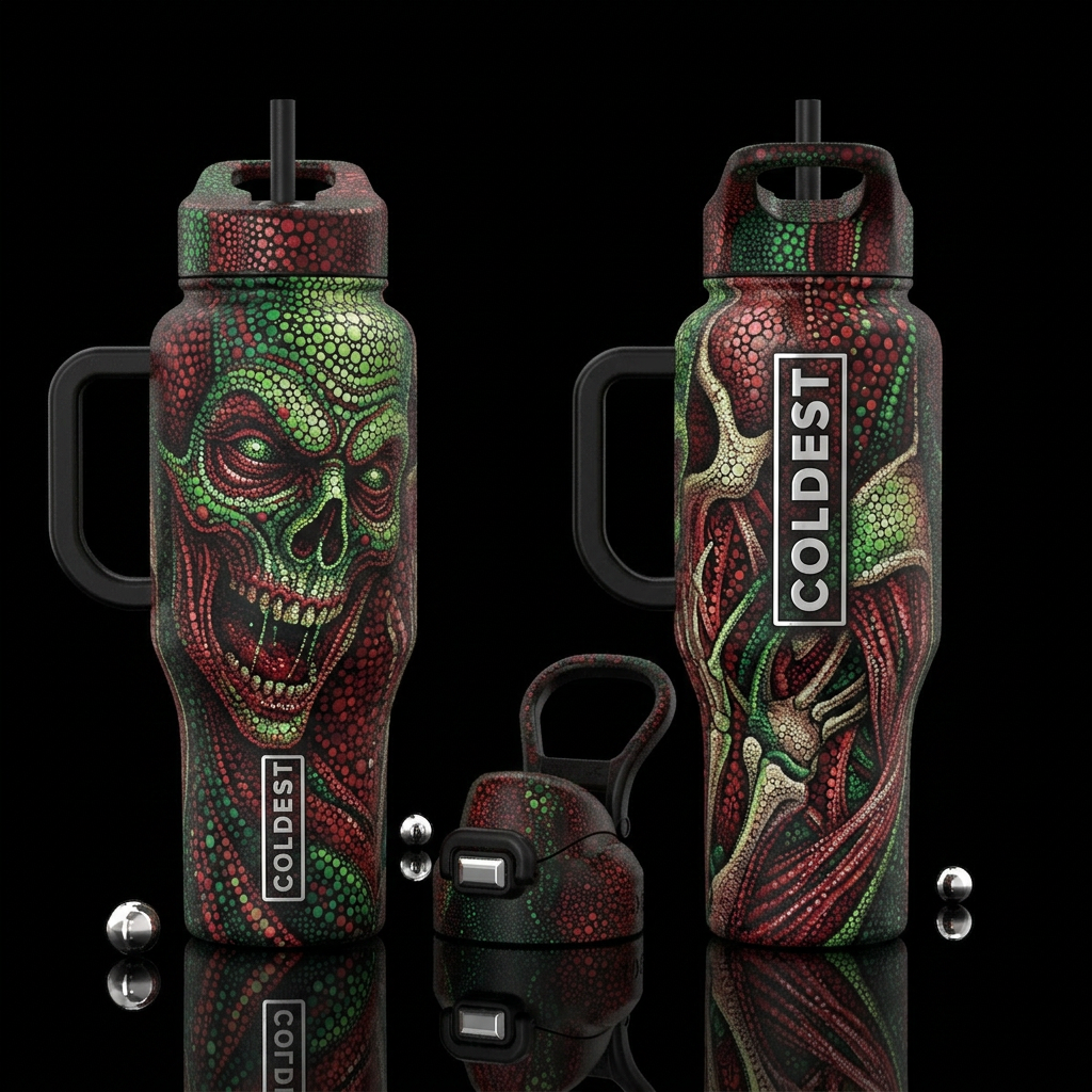 please show both the front and back of the bottle,... water bottle design