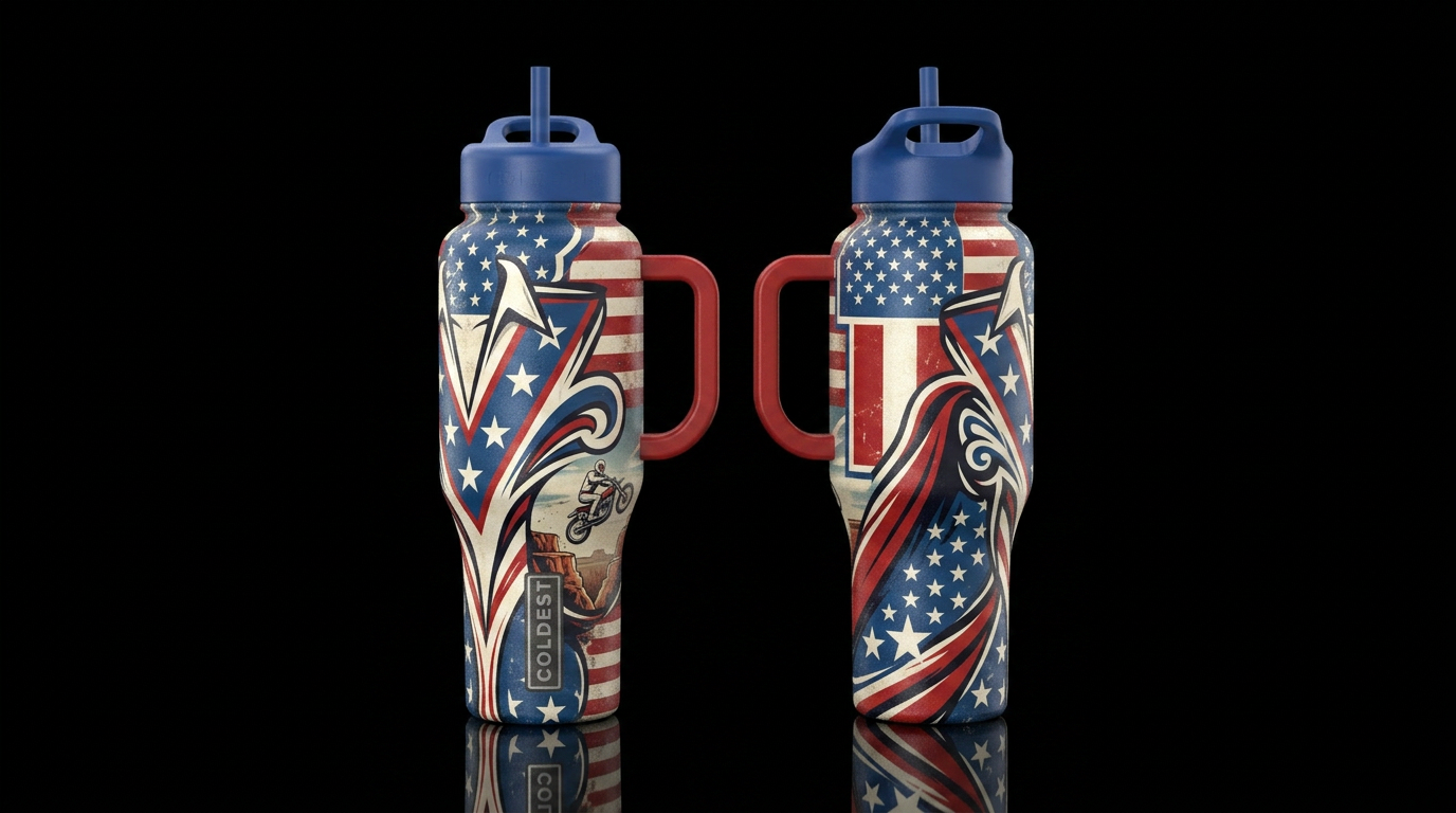 please show both the front and back of the bottle,... water bottle design