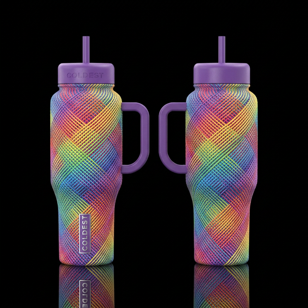 please show both the front and back of the bottle,... water bottle design