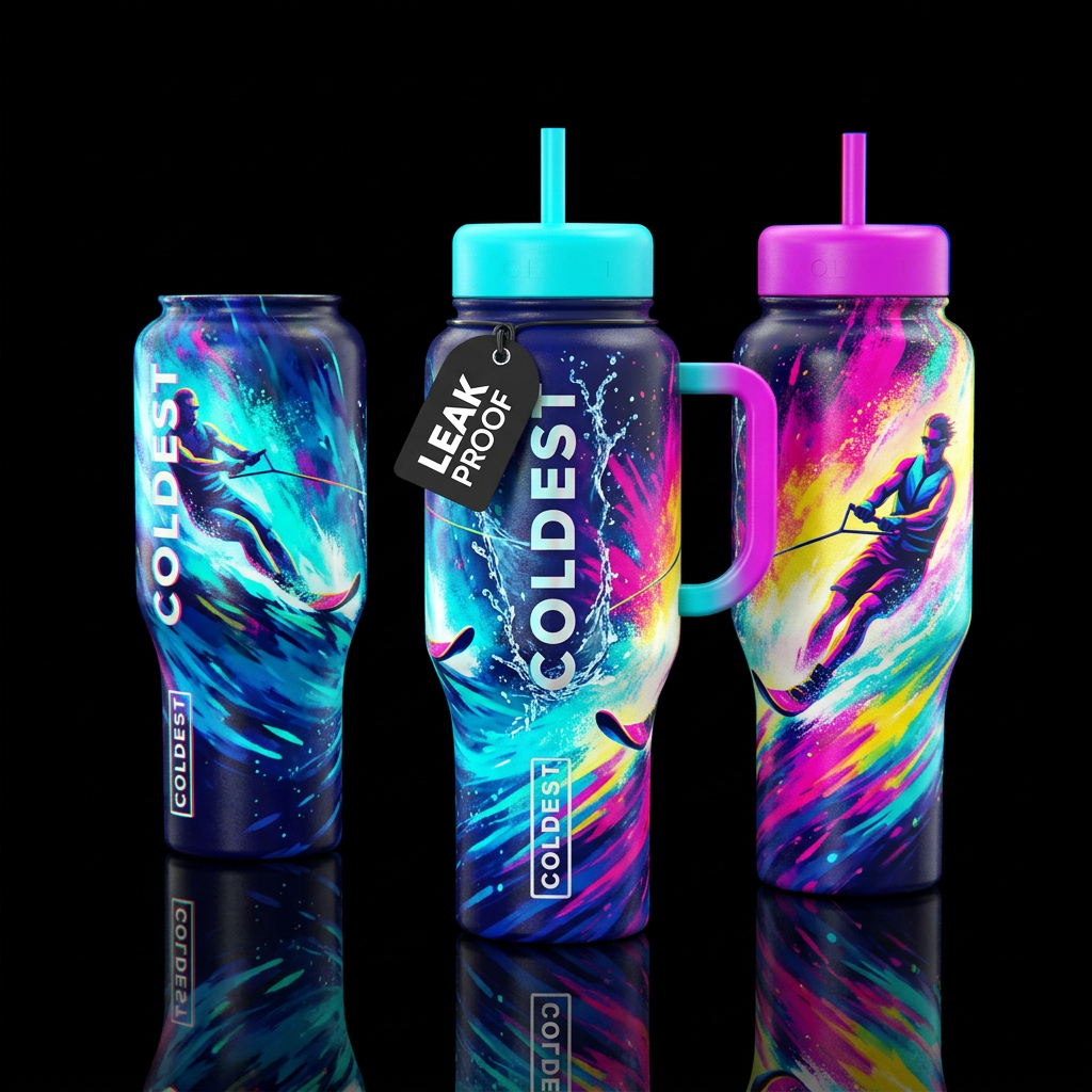 please show both the front and back of the bottle,... water bottle design
