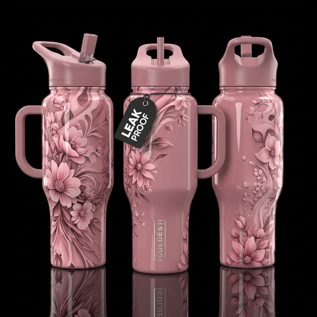 please show both the front and back of the bottle,... water bottle design