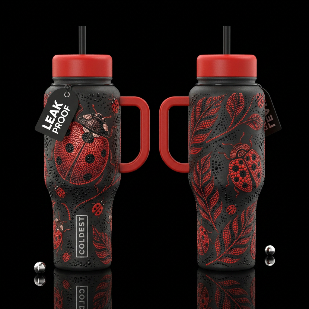 please show both the front and back of the bottle,... water bottle design