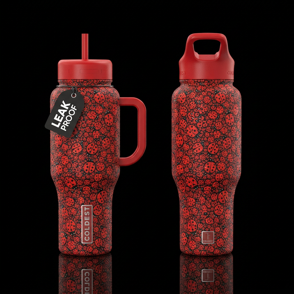 please show both the front and back of the bottle,... water bottle design
