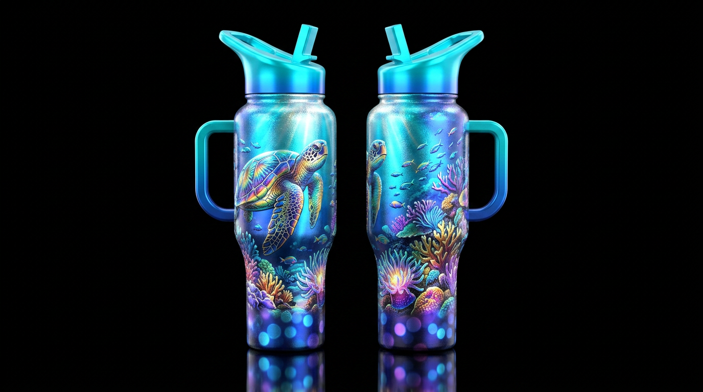 please show both the front and back of the bottle,... water bottle design
