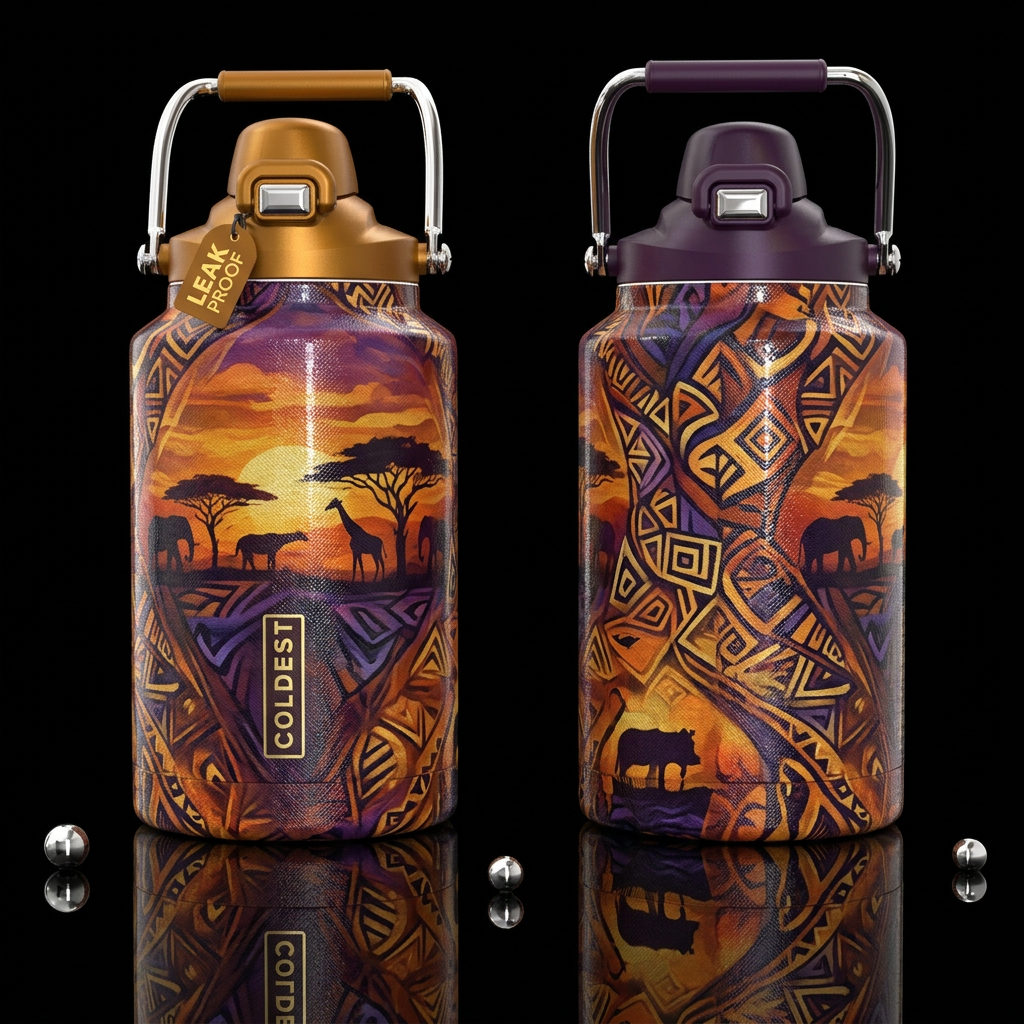 please show both the front and back of the bottle,... water bottle design
