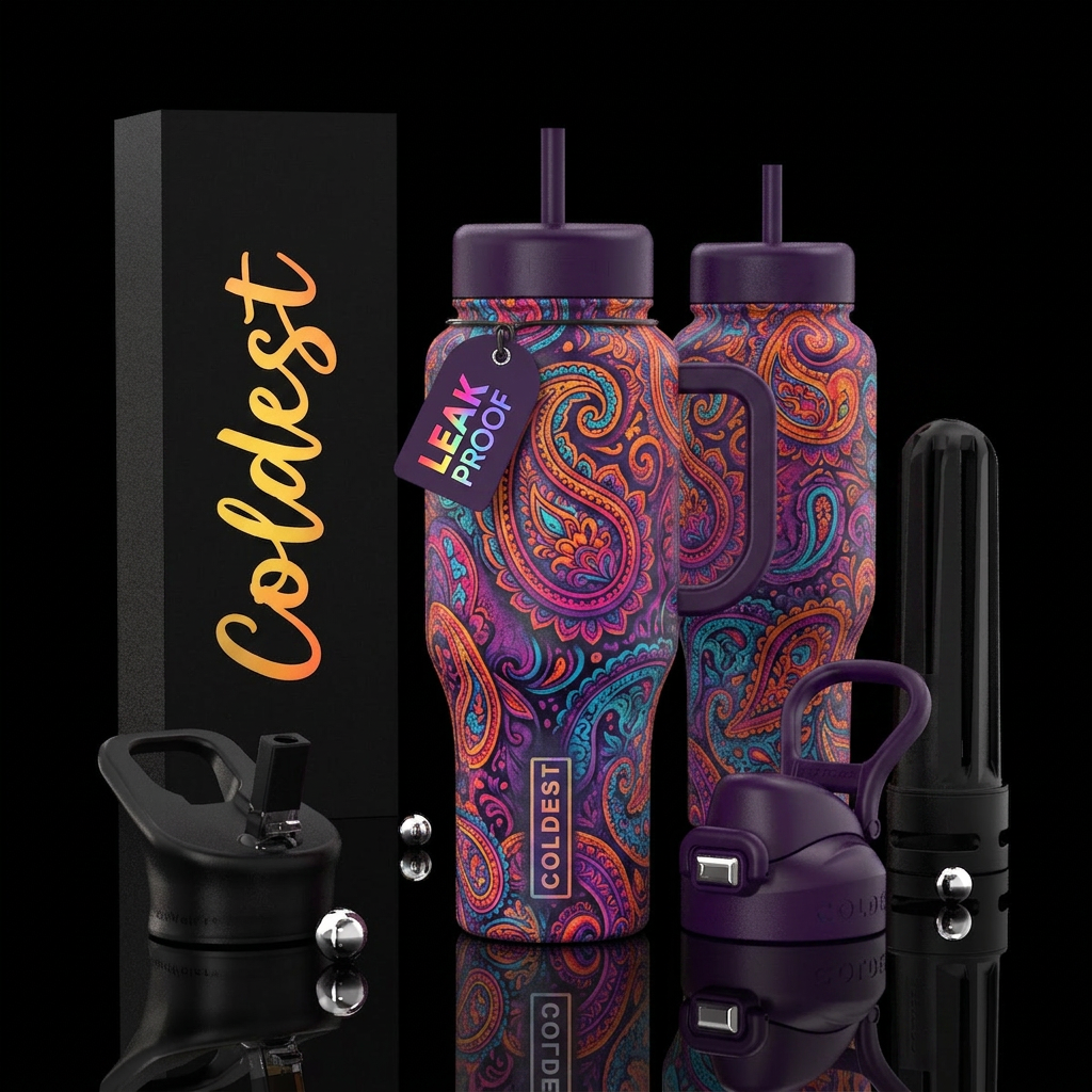 please show both the front and back of the bottle,... water bottle design
