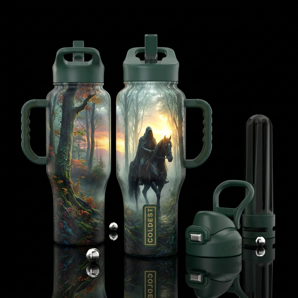 please show both the front and back of the bottle,... water bottle design